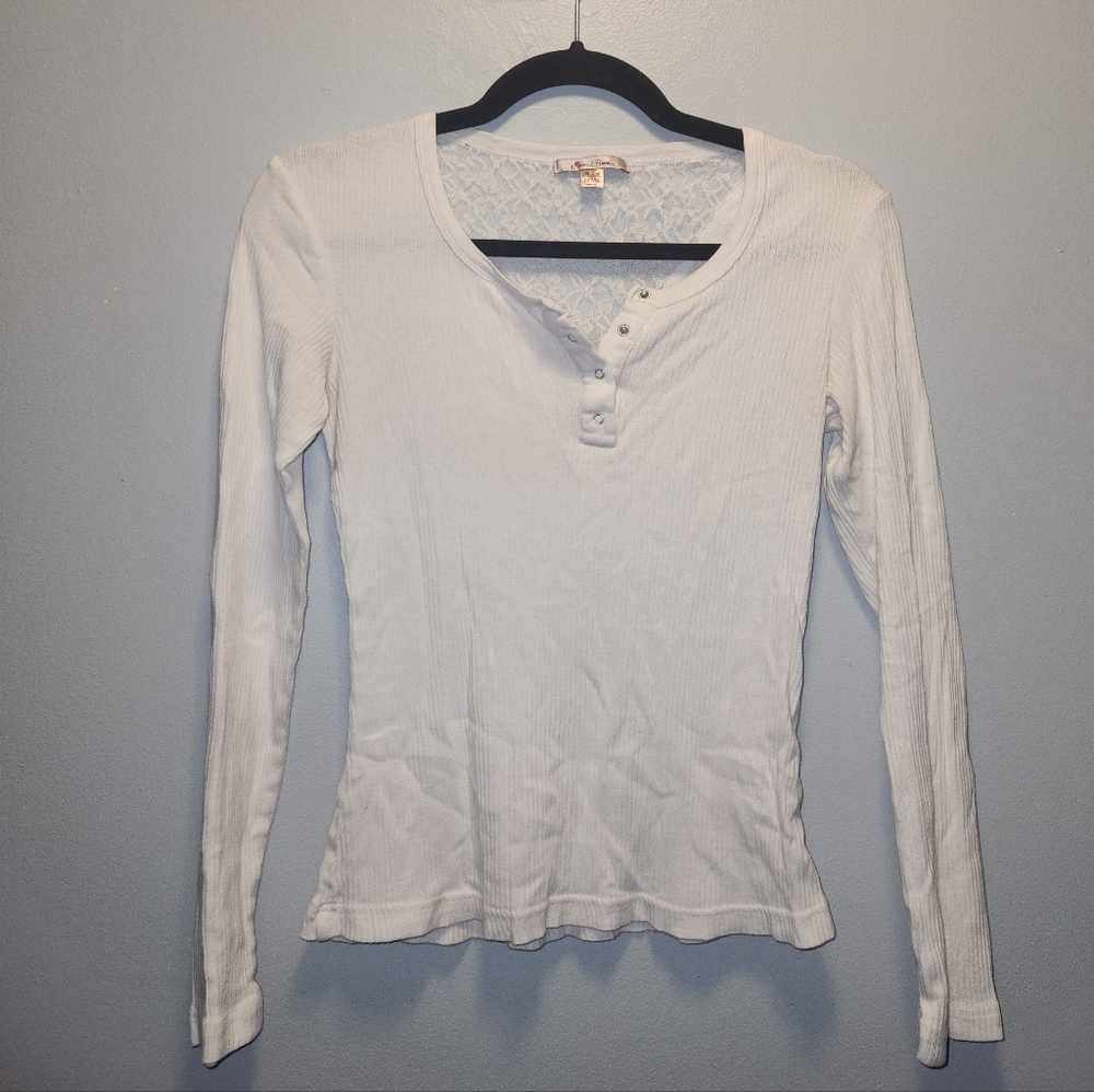 Womens White Basic Long Sleeve Top